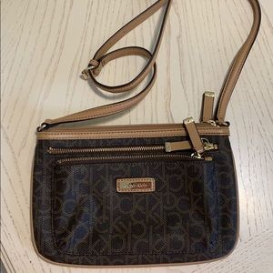 Calvin Klein crossbody brown leather trim